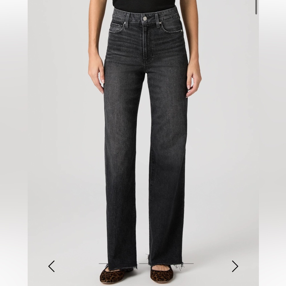 PAIGE Anessa Wide Leg Jean-VIPER BLACK DISTRESSED size 27, cropped to 28” inseam